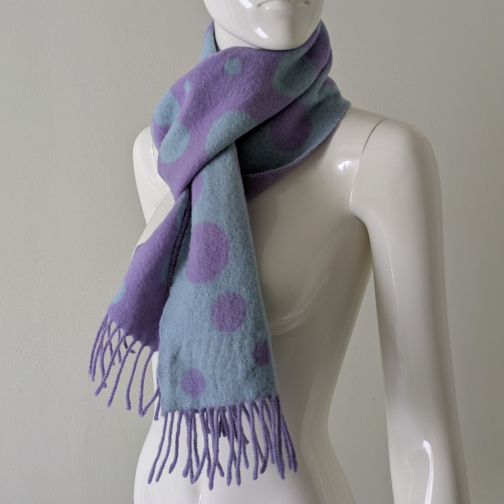 Johnston's of Elgin Pure Lambswool Reversible Polkadot Scarf